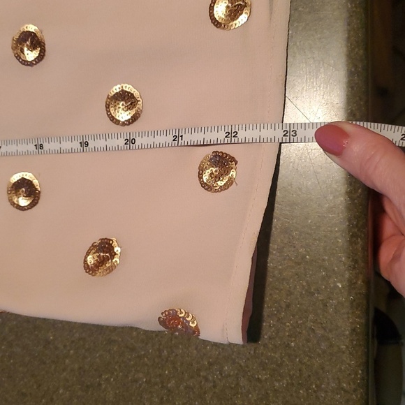 Talbots Elegant Blush with Gold Accents Lined Long Slv Event Sz. S Blouse Top - Picture 13 of 13